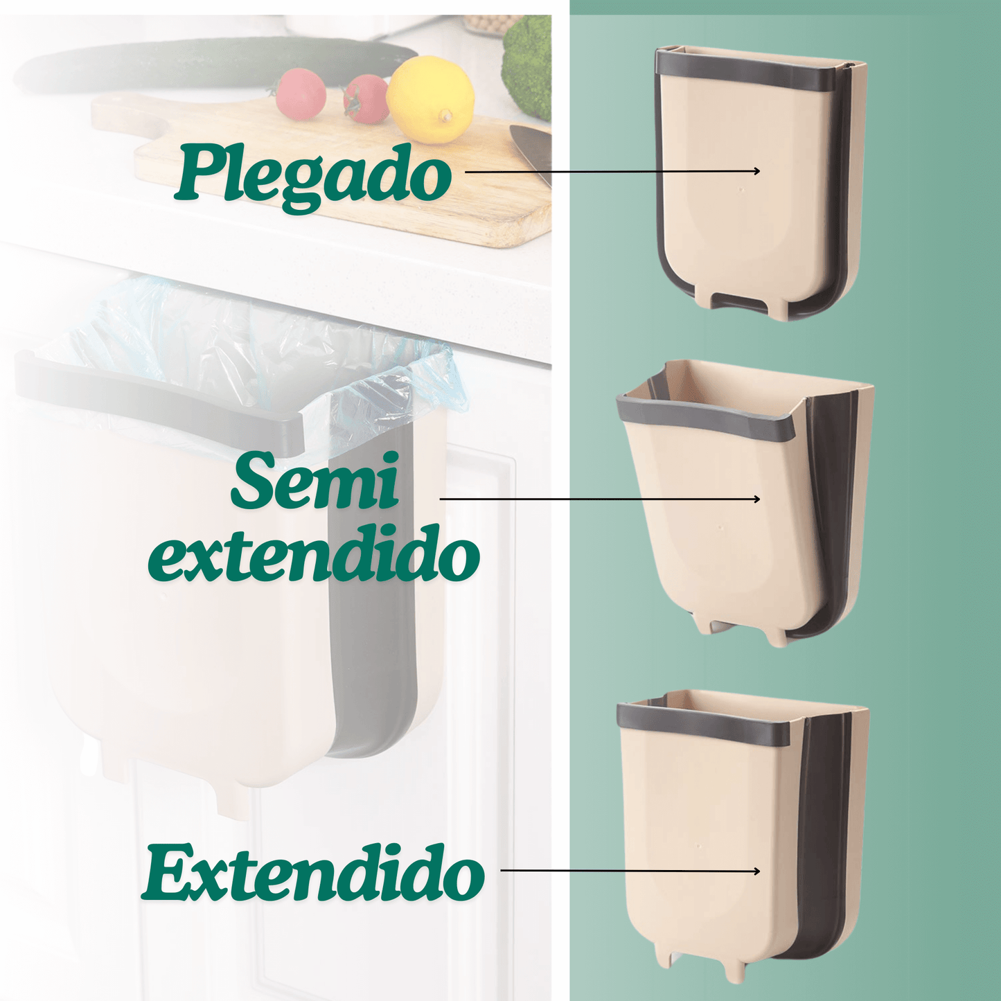 🌟Basurero plegable "SmartBin"♻️: La Solución Inteligente para el Orden, Limpieza y Ahorro de Espacio en tu Cocina🌟 ¡ENVÍO GRATIS!
