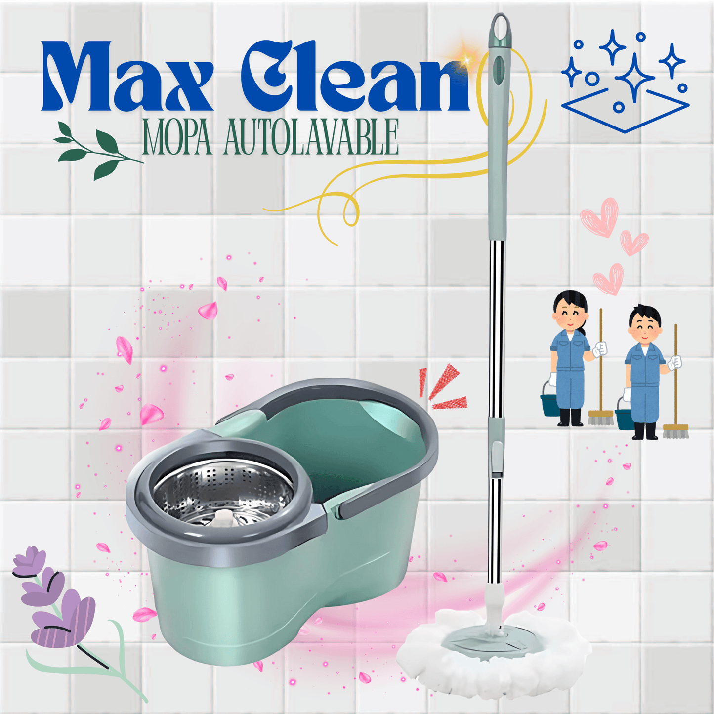 Mopa giratoria MaxClean 🧼 Limpieza profunda sin esfuerzo, en tu hogar y tu vehículo
