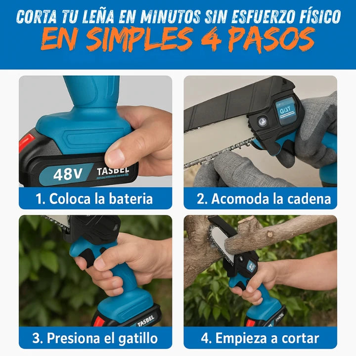 Sierra Eléctrica WoodMaster + 2 baterías: Corta ramas en segundos