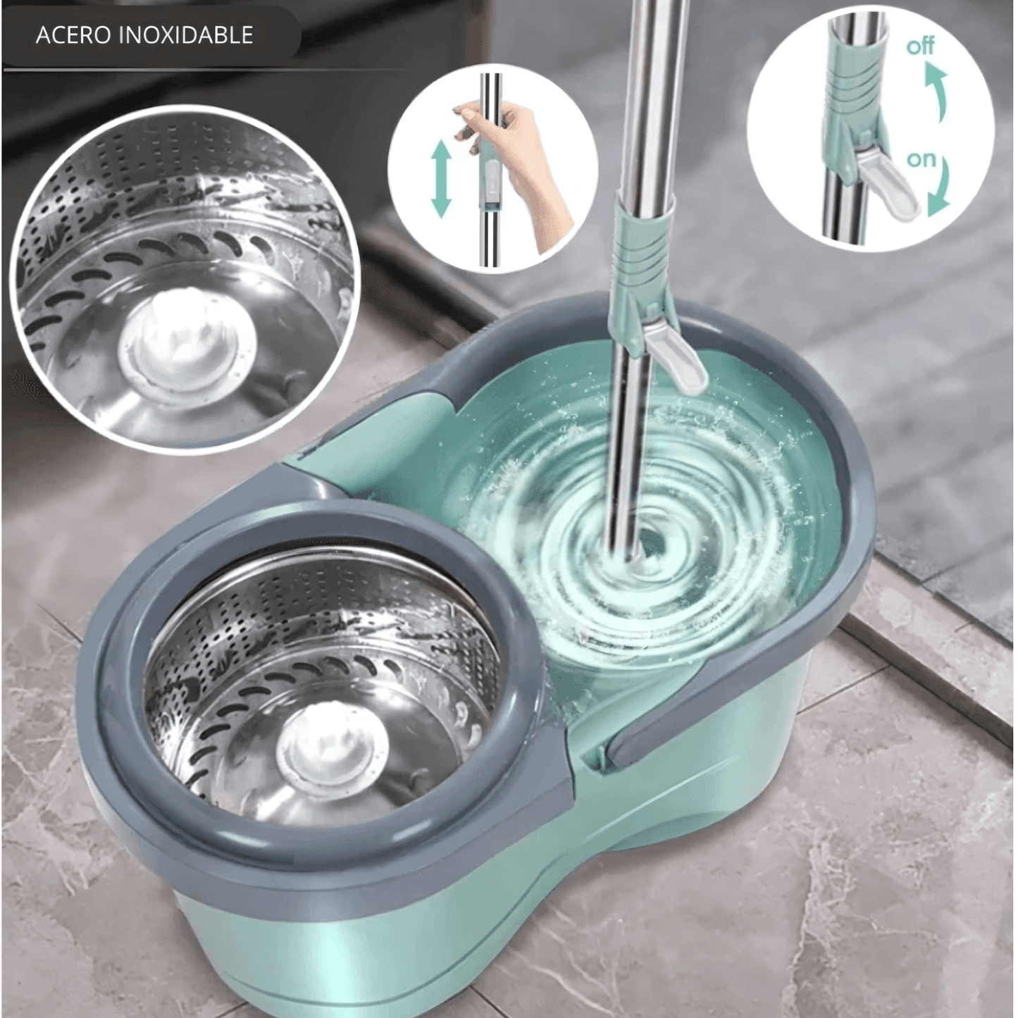 Mopa giratoria MaxClean 🧼 Limpieza profunda sin esfuerzo, en tu hogar y tu vehículo