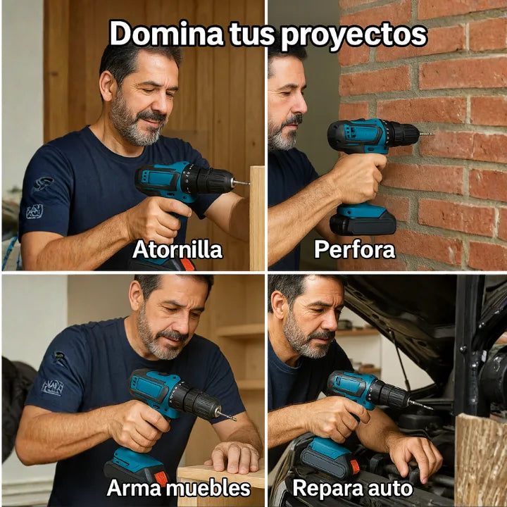 Taladro Portátil TorqueMaster + 2baterias y 28 Accesorios