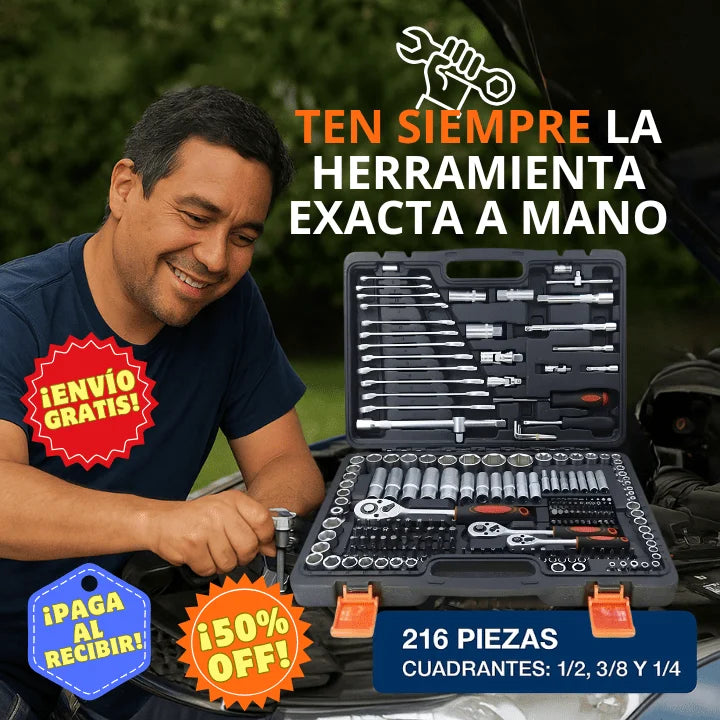 🧰 ProFix 216™: Herramientas, Dados Y Llaves 216 Pcs