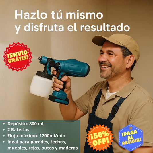 PintaMaster: Pistola Pintura Inalámbrica + 2 Baterías