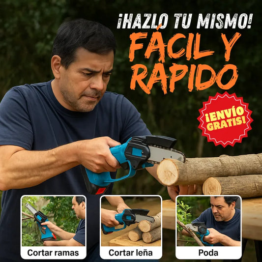 Sierra Eléctrica WoodMaster + 2 baterías: Corta ramas en segundos