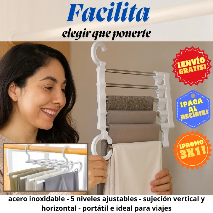 Perchero organizador de clóset plegable - OFERTA PACK DE 3 UNIDADES