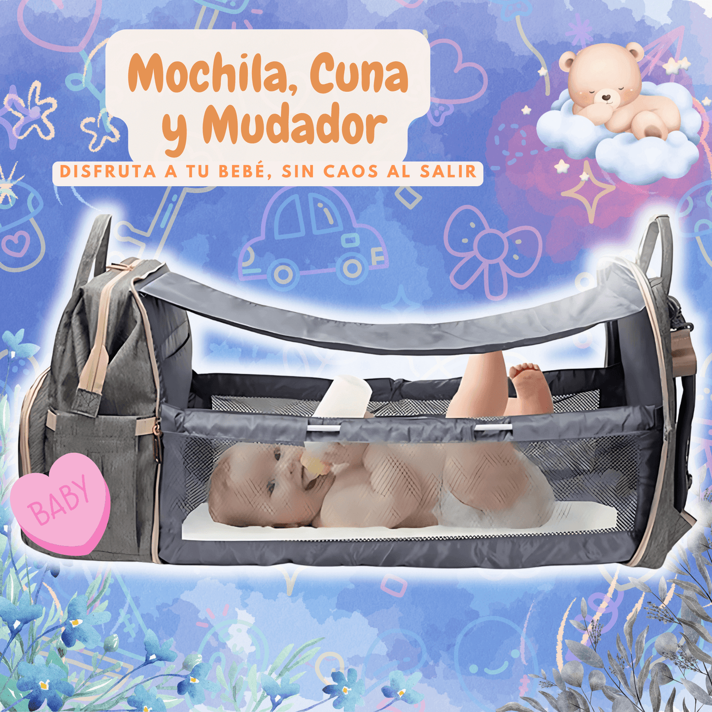 🎒Mochila, Cuna y Mudador: Simplifica la rutina de salir con tu bebé✨[ENVÍO GRATIS] [PAGA AL RECIBIR]