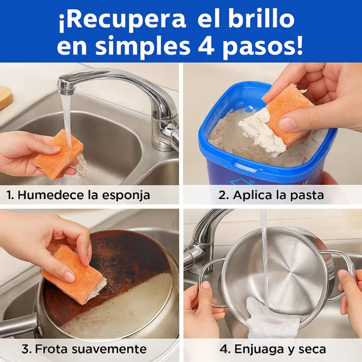 1Kg Pasta limpiadora de quemado, grasas y óxido + 5 paños metálicos