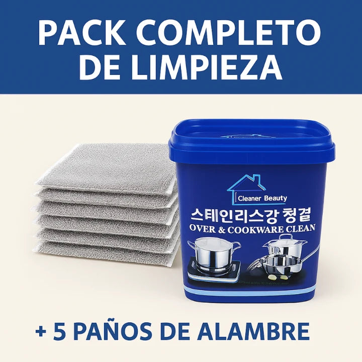 1Kg Pasta limpiadora de quemado, grasas y óxido + 5 paños metálicos