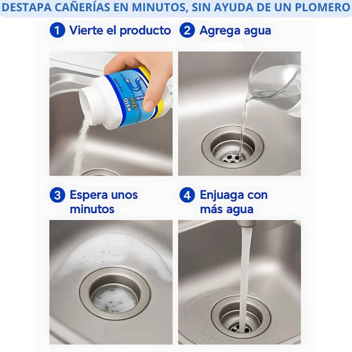 TurboDestape 1Kg - Destapa y Limpia tus cañerías en minutos