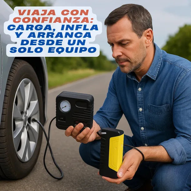 RoadGuard 3X™ - carga, infla y arranca desde un solo equipo